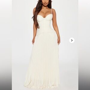 Fashion Nova Strapless Cream Maxi Dress